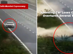 व्हिडिओ: वेगाने जाणाऱ्या कारचे नियंत्रण सुटले, दिल्ली-मुंबई एक्सप्रेसवेवर अनेक वेळा उलटली; १ मृत, ५ जखमी.