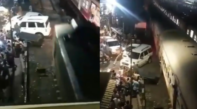 बंगालमध्ये मानवयुक्त रेल्वे क्रॉसिंगवर कारची एक्सप्रेस ट्रेनला धडक, कोणतीही जखमी नाही
