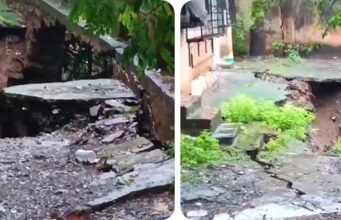 पुणे: कोरेगाव पार्कमधील पॉप्युलर हाइट्सचे रहिवासी मदतीची मागणी करत आहेत, जोरदार पावसामुळे मोठा खड्डा निर्माण झाला.