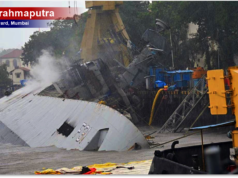 मुंबई नेव्हल डॉकयार्डमध्ये आग लागल्याने INS ब्रह्मपुत्रा जहाज बाजूला झुकले, एक खलाशी गायब