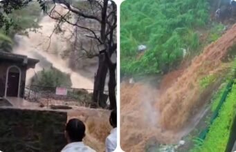 कार्ला एकविरा देवीच्या गडावर पावसाचा कहर: पायऱ्यांवरून पाण्याचा प्रवाह, अनेक भाविक अडकले